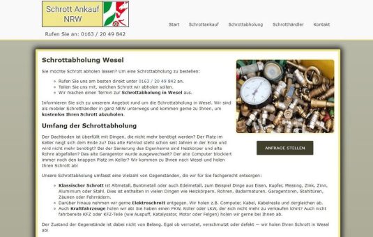 Die Schrottabholung Wesel nimmt Ihren Altmetallschrott mit – Schrott-Ankauf NRW