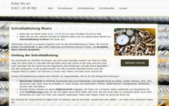 Schrottabholung Moers – Wir entsorgen Ihr Altmetall, bieten Containerdienst und holen Schrott in ganz NRW und kaufen zu fairen Preisen