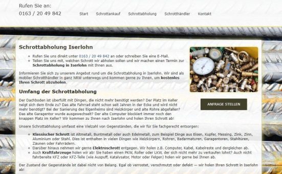 Die Schrottabholung in Iserlohn kauft Schrott aller Art und holt ihn direkt beim Kunden ab