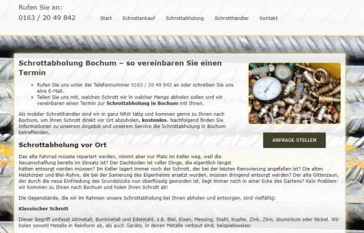 Schrottabholung Bochum : Abholung von Schrottsorten und Altmetalle Aller Art