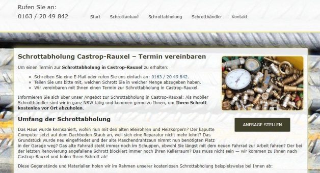 Schrottabholung Castrop-Rauxel : Eisen- und Metallschrott einfach und fachgerecht entsorgen