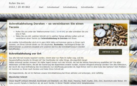 Schrottabholung in Dorsten: Kostenlose Schrottabholung zum Wunschtermin