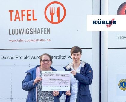 KÜBLER Mitarbeiter spenden 500 Euro für die Tafel Ludwigshafen