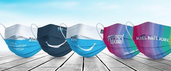 Frisch und farbig gestaltete Mund-Nase-Masken aus Kiel Sailing City