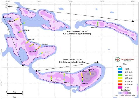 Canada Nickel bestätigt Entdeckung bei Mann Central, Erfolgreicher Abschluss der ersten Bohrungen auf dem Grundstück Mann Northwest