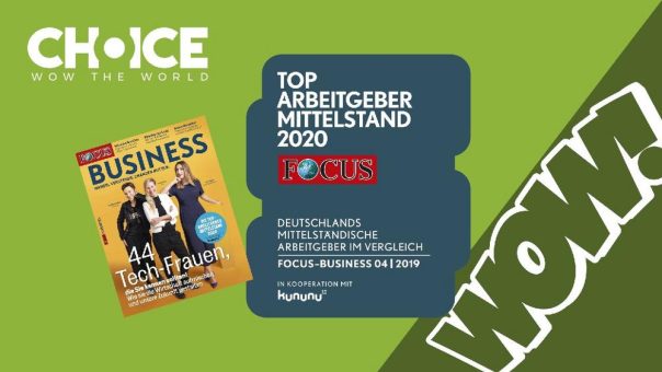 Erneut ausgezeichnet: Choice ist „TOP Arbeitgeber Mittelstand 2020“