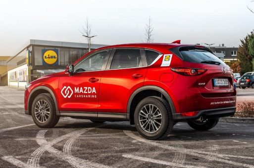 Mazda Carsharing, Partner im Flinkster Netzwerk der Deutschen Bahn, erweitert Angebot: Fahrzeuge an 113 weiteren Lidl-Filialen in 12 Bundesländern