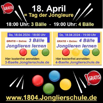 18. April: Kostenfreie Onlinekurse am Tag der Jongleure für Anfänger und Fortgeschrittene