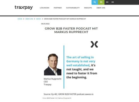 GROW B2B FASTER Podcast mit Traxpay CEO Markus Rupprecht