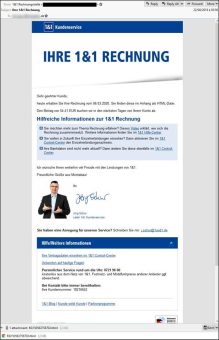 Deutsche Unternehmen werden Ziel einer großangelegten Cyberkampagne – gefälschte Rechnungen mit 1&1-Logo im Umlauf