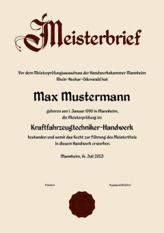 Back to the roots: Der Meisterbrief im traditionellen Look kommt wieder in Mode