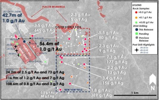 Tocvan absolviert weitere erfolgreiche Bohrung außerhalb der Main Zone und durchteuft in Oberflächennähe hochgradige Goldmineralisierung mit 10,9 g/t auf 3,1 Meter innerhalb eines 42,7 Meter breiten Abschnitts mit 1,0 g/t Gold