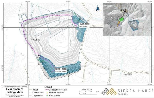 Sierra Madre erhält behördliche Genehmigung für die Ablagerung von trockenem Abraum auf der bestehenden Abraumhalde, die Aufschüttung von Abraum in unterirdischen Abbaustätten und Bohrinseln an der Oberfläche