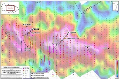 Forge Resources gibt die geplante Erweiterung der ersten Phase seines Bohrprogramms, sowie den Abschluss des Bohrlochs ALT-24-003 mit einer zusätzlichen porphyrartigen Mineralisierung bekannt