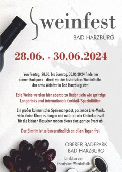 Weinfest in Bad Harzburg vom 28. Juni – 30. Juni 2024 im Oberen Badepark