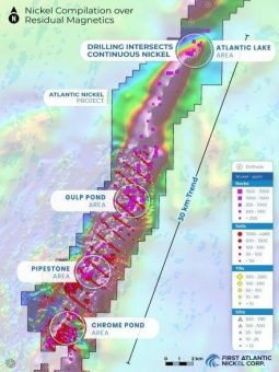First Atlantic Nickel identifiziert einen 30 km langen Awaruit-Nickel-Abschnitt aus der Datenerfassung seines Projekts Atlantic Nickel in Zentrum von Neufundland