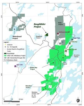 Uranium Energy Corp durchschneidet 11,4 % eU3O8 auf 2,4 Meter auf der Entdeckung Roughrider North, 850 Meter nordöstlich der Lagerstätte Roughrider