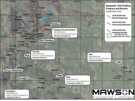 Mawson Finland Limited setzt Erweiterung bekannter mineralisierter Zonen bei Rajapalot fort