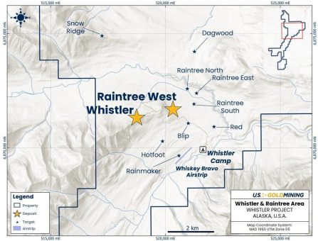 U.S. GoldMining durchschneidet 652,5 Meter mit 1,00 g/t Goldäquivalent in Oberflächennähe und bestätigt damit die Kontinuität des hochgradigen Kerns in der Gold-Kupfer-Lagerstätte Whistler, Alaska