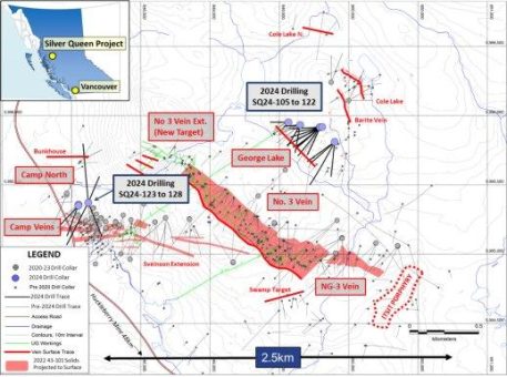 Equity durchteuft weiterhin hochgradiges Silber in der Lagerstätte Camp und auf dem neuen Ziel Camp North; beginnt im Herbst 2024 mit Bohrungen auf dem Projekt Silver Queen, BC