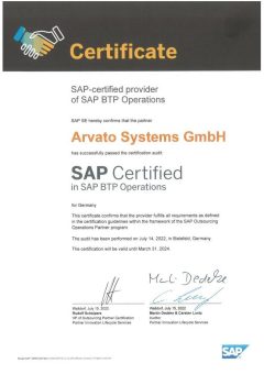 Arvato Systems erhält SAP®-Zertifizierung für Outsourcing-Partner im SAP BTP-Betrieb