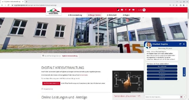 „Sophia“ grüßt von der Startseite