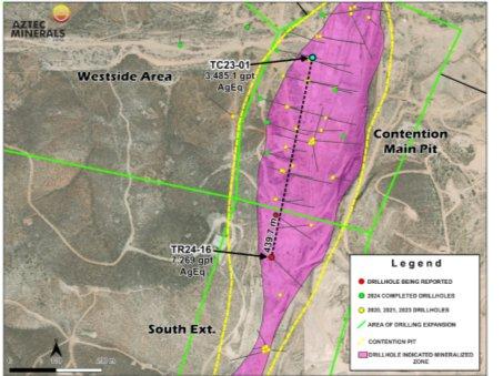 Ergebnisse der Bohrungen in South Extension bei Contention und dem Gebiet Westside