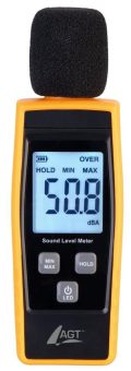 AGT Digitales Dezibel-Schallpegelmessgerät, 30 – 130 dB, mit LCD-Display