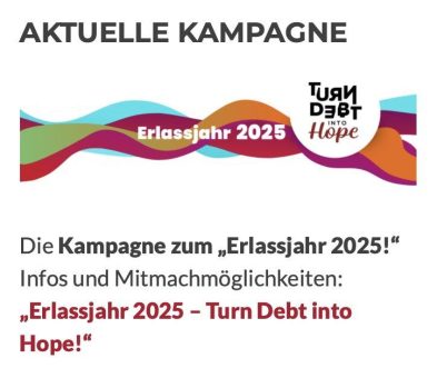 VEM unterstützt internationale Kampagne gegen Schuldenungerechtigkeit