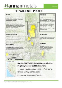 Hannan grenzt 750 m lange und bis zu 192 m breite Kupfermineralisierung in Previsto, Peru, ab