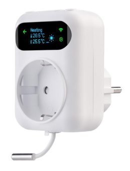 revolt WLAN-Steckdosen-Thermostat für Heiz- & Klimageräte, App, 2 Sensoren