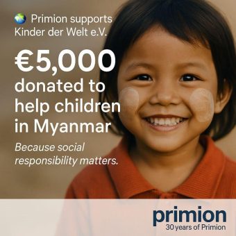 Primion übernimmt gesellschaftliche Verantwortung: 5.000 Euro Soforthilfe für Kinder in Myanmar