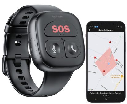 simvalley MOBILE 4G-Notfall-Armband PW-80.gps mit Freisprechen, GPS, Sturz-Sensor, App, IP67