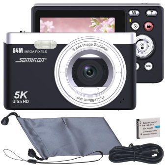 Somikon Digitale Kompaktkamera mit 64 MP, 5K, Autofokus, 16-facher Digitalzoom