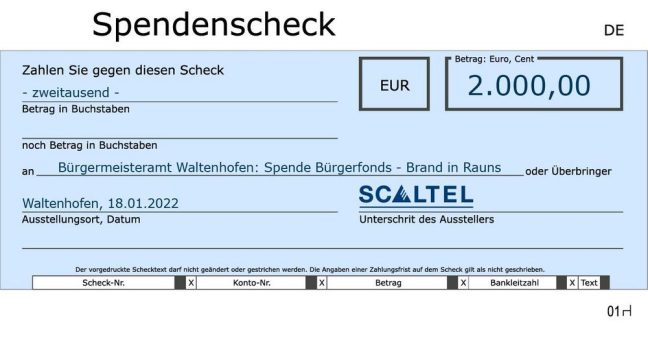 SCALTEL Mitarbeiter spenden für Großbrand in Rauns/Waltenhofen