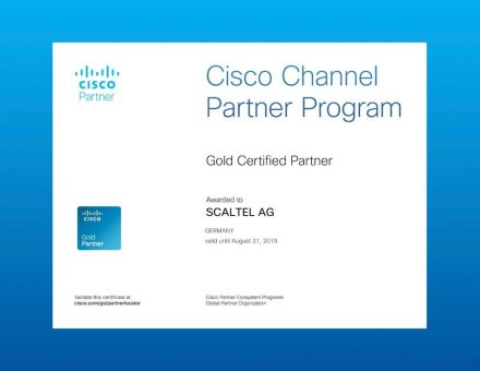 Die SCALTEL Gruppe startet wieder mit höchstem Partnerstatus bei der Cisco Systems GmbH in das neue Jahr