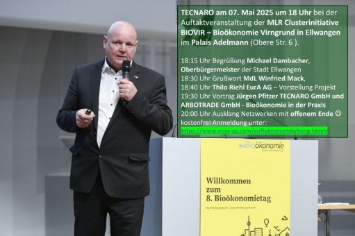 TECNARO am 07. Mai 2025 um 18 Uhr bei der Auftaktveranstaltung der MLR Clusterinitiative BIOVIR – Bioökonomie Virngrund in Ellwangen