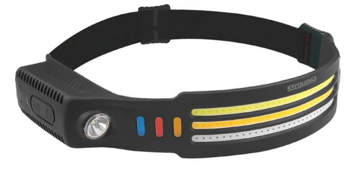 KryoLights Akku-Stirnlampe & Flutlicht SL-500, 3 SMD-COB-LED-Bänder, Warnlicht, 3.000 lm