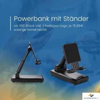 Ein hochwertiges Give-away: Powerbanks mit Logo oder als Sonderanfertigung von EDV-Werbeartikel.