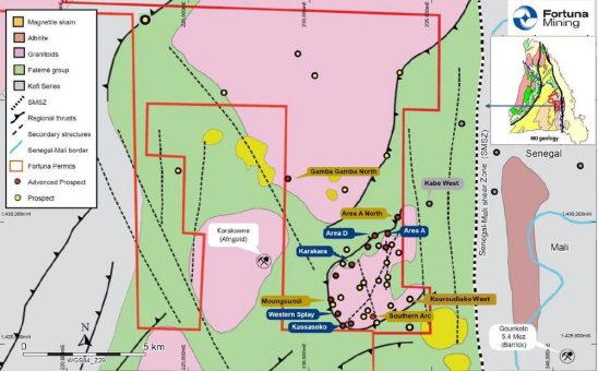 Fortuna bohrt 8,6 g/t Gold über 13,6 Meter im Southern Arc Prospektionsgebiet, Diamba Sud Projekt, Senegal