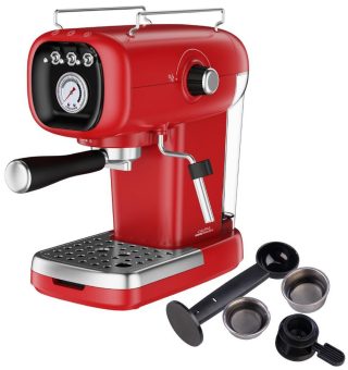 Cucina di Modena Espresso-Siebträgermaschine mit Temperatur-Anzeige und Kapsel-Adapter