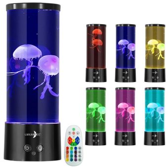 Lunartec LED-Quallen-Leuchte, 17 Farben, 4 Modi, 3 Helligkeiten, Fernbedienung