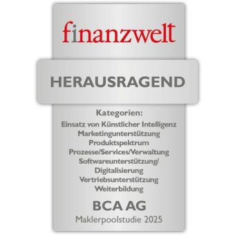 finanzwelt Maklerpoolstudie 2025: BCA AG siebenfach für herausragenden Service ausgezeichnet!
