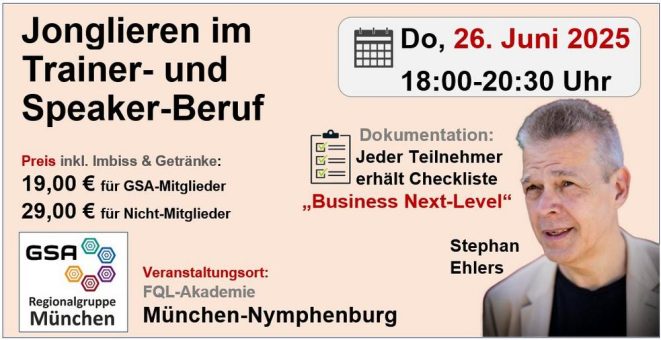 Besonderer Info-Abend für Coaches, Trainer und Redner am 26.06.2025 um 18 Uhr in München