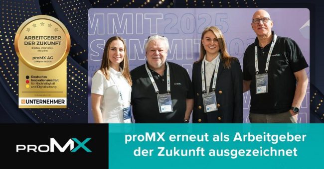 proMX erneut als „Arbeitgeber der Zukunft“ ausgezeichnet