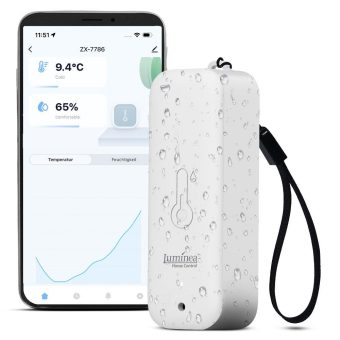 Luminea Home Control Thermometer & Hygrometer mit Bluetooth und App, wetterfest nach IP65