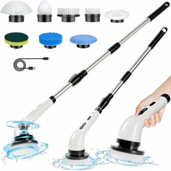 Sichler 2in1-Akku-Reinigungsbürste, Teleskopstab, 125 cm, 8 Aufsätze, 2.000mAh