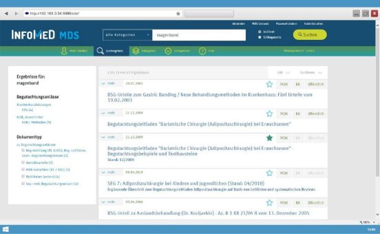 Neue Informationsdatenbank für die medizinischen Dienste