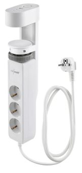 revolt 3-fach-Tischsteckdose mit Schraubklemme, 2x USB-C 20 Watt PD, 1x USB-A QC