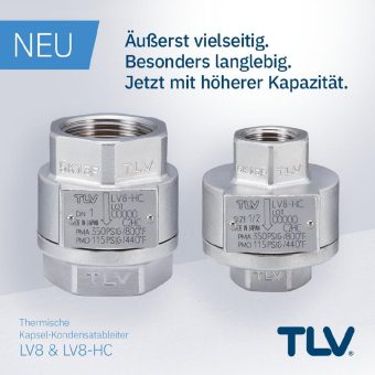 TLV verkürzt mit dem thermischen Kondensatableiter LV8 die Anfahrzeiten von Sterilisationsprozessen